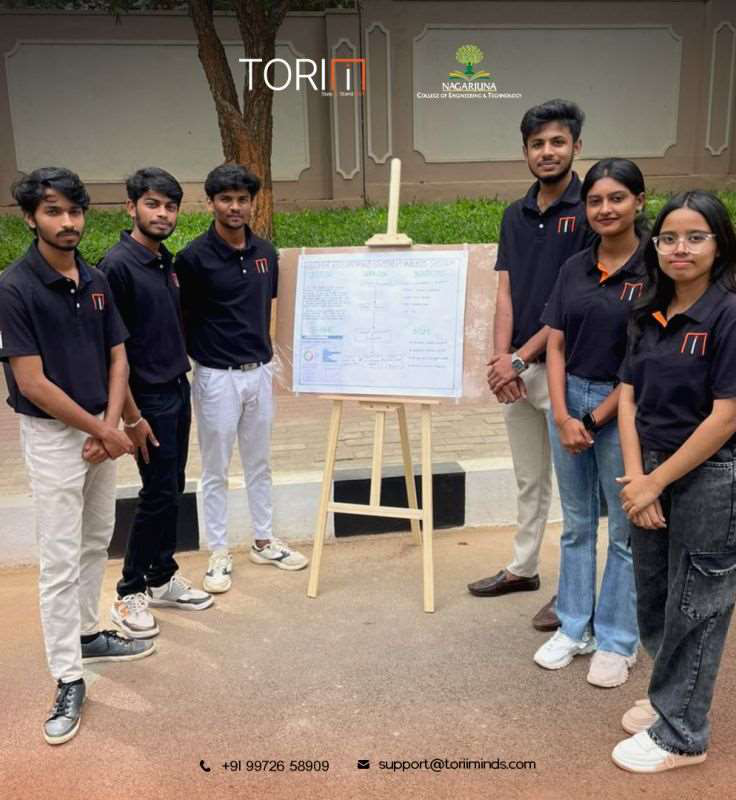 Students presenting their AI project poster
